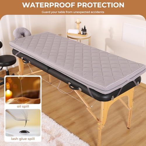 3.2 Inch Lash Bed Topper Set,Gel Memory Foam Massage Bed Topper, Waterproof Fluffy Pillow Top Cover for Spa Esthetician Wax,Includes Grey Massage Table Toppe & Face Rest Cover - Image 5