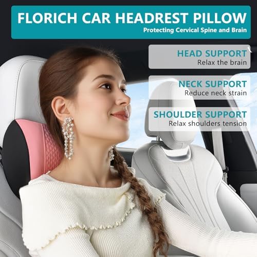 FLORICH 3 PCS Seat Cushion for Carseat Lumbar Support Pillow Car Neck Headrest Pillows Memory Foam Gel Memory Foam Massage Point Seat Pads Pressure Relief Back Cushion for Office Chair(Pink) - Image 5