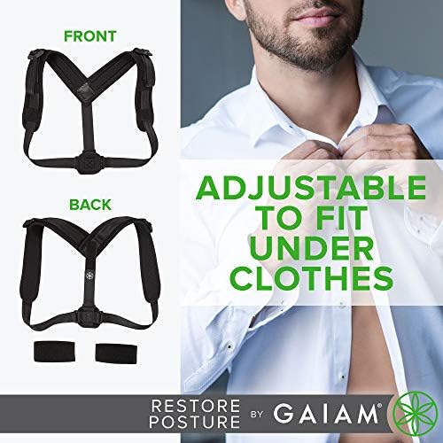 Gaiam Restore Posture Corrector for Women & Men - Back Straightener Adjustable Straps Compact Brace Support for Clavicle, Neck, Shoulder, Invisible Pain Relief - Image 5