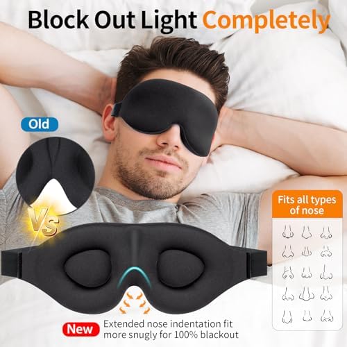 NEWVANGA Sleep Mask for Back and Side Sleeper, Travel Eye Cover, Grey - Image 2
