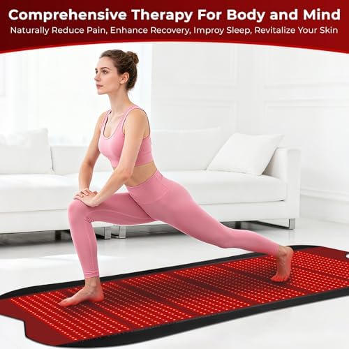 Red Light Therapy Mat for Body, 2 in 1 (660nm & 850nm) Red Light Therapy Pad, Adjustable Timer & Intensity, 76.8"x39.4" - Image 5