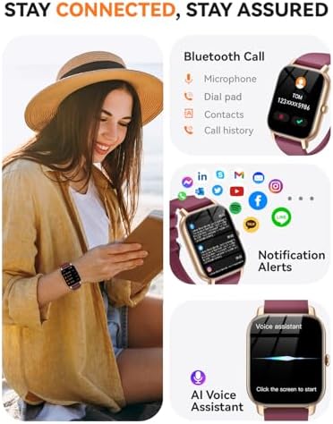 Smart Watches for Men Women, Fitness Tracker with Activity Counter/Sleep Monitor, IP68 Waterproof Smart Watch for Android iPhone iOS Compatible (Deep Burgundy, 1.83) - Image 2
