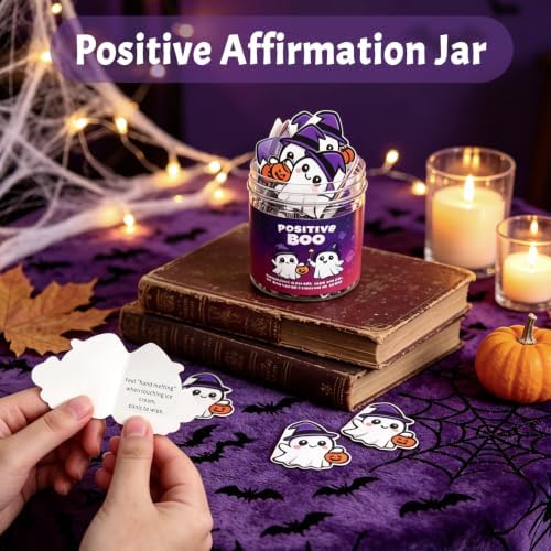 PARTY TONIGHT Boo Basket Stuffers for Women Teens Girls, Halloween Gifts for Adults with Spooky Glass Cup Positive Affirmation Cards, Care Package Spa Gifts for Mom Wife Girlfriend Her Best Friend - Image 5