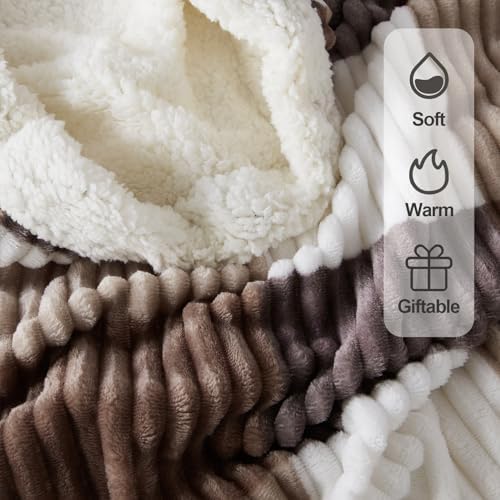 Gracelife Sherpa Fleece Throw Blanket for Couch, Fluffy Plush Warm Fuzzy Blanket for Women and Men, Cozy Thick Soft Twin Blanket for Bed, Beige, 60x80 Inches - Image 4