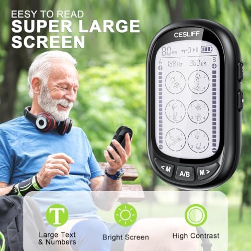 Dual Channel TENS EMS Unit 24 Modes 36 Levels, Upgraded Large Screen Intensity Muscle Stimulator for Back Neck Shoulder Pain Relief, Rechargeable Electric Pulse Massager TENS Machine with 10 Pads - Image 4