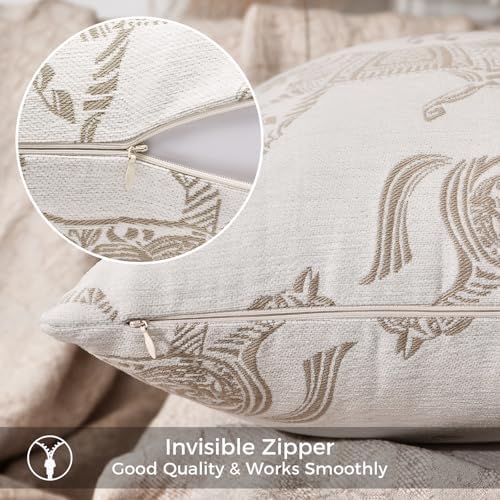Lumbar Pillow Covers 12x20 inches, Double Sided Horse Pattern Chenille Jacquard Embroidered Decorative Throw Pillows Cover, Luxury Couch Cushion Cover for Bed Sofa Living Room Bedroom - Image 4