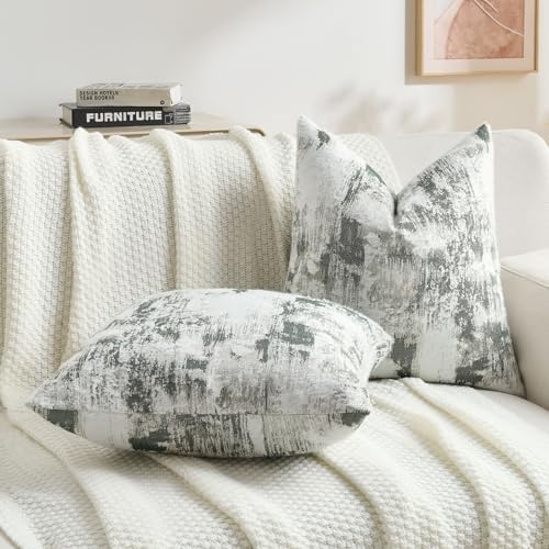 FUTEI Pack of 2 Faux Cashmere Throw Pillow Covers 20x20 Inch, Dark Green White - Image 5