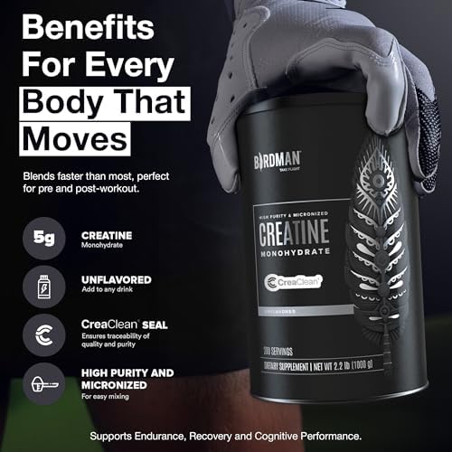 BIRDMAN Micronized Creatine Monohydrate Powder, Muscle Recovery, Caffeine Free, Creatine Pre Workout, Vegan, Post Workout, Gluten Free, Sugar Free | 200 Servings (5 Grams Each) | 2.2lb. - Image 3