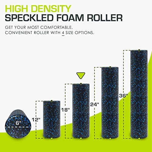 ProsourceFit High Density Foam Rollers 18 - inches long, Firm Full Body Athletic Massage Tool for Back Stretching, Yoga, Pilates, Post Workout Muscle Recuperation, Black/Blue - Image 2