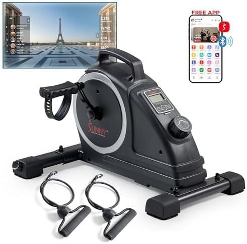 Sunny Health & Fitness 2-in-1 Smart Magnetic Pedal Exerciser, Compact Indoor Under-Desk Mini Exercise Bike for Full Body Cardio Workout and Physical Therapy, Free SunnyFit Training App Connection by SunnyHealthFitness