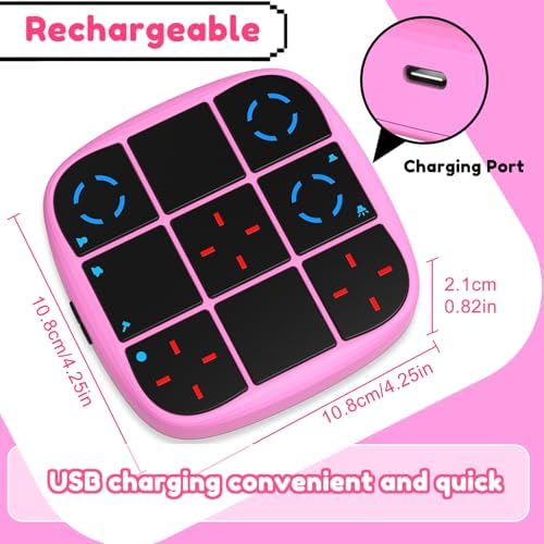 KOQQQ Rechargeable Tic-Tac-Toe Bolt Game, Upgraded 4-in-1 Handheld Puzzle Console, Electronic Educational Memory Game, Portable Travel Car Ride Board Games for Kids Adults (Pink) - Image 3