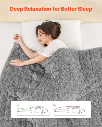 VEVOR Weighted Blanket, 20 lbs, 60 x 80 in Queen Size, Sherpa Fleece Heavy Blanket with Glass Beads, Soft Warm Cozy Fluffy Touch, for 200-250 lbs Adults, Improve Sleep Quality, Grey - Image 2