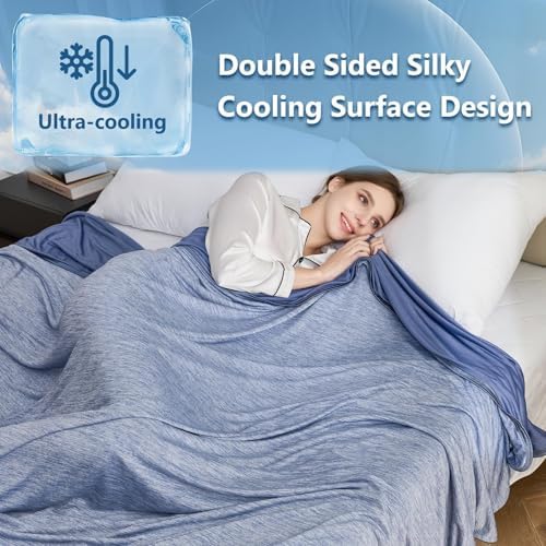 CHOSHOME Cooling Blanket for Hot Sleepers - Summer Blanket Thin Soft Lightweight Breathable Double Side Enhanced Cooling for Hot Flashes, Night Sweats, Bed, Couch (Blue, 90 x 108 inches) - Image 2