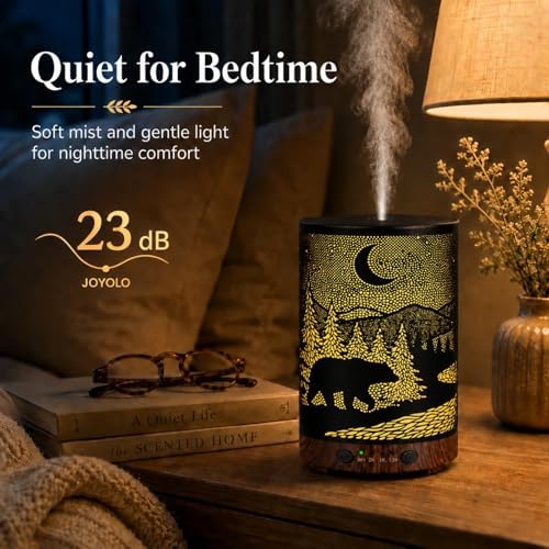 Essential Oil Diffuser 120ML Metal Aromatherapy Diffuser with Timer, Cool Mist Humidifier with Auto Shut-Off & 7 Color Lights for Home Office Spa(Wild Bear) - Image 4