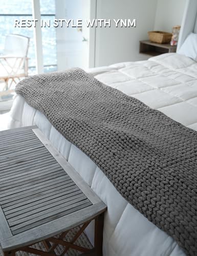 YnM Chunky Throw Blanket, Medium-Weight, Hand Knitted, Skin Friendly, Ventilated and Breathable, Machine Washable, Home Décor Piece for Couch, Sofa and Bed (Charcoal Grey, 50x70 Inch) - Image 4