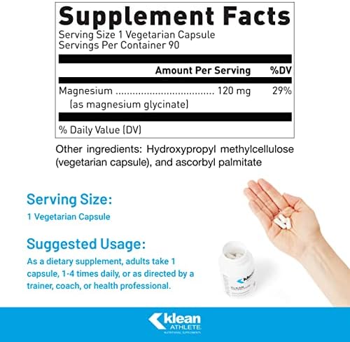 Klean Athlete Klean Magnesium, 90 Vegetarian Capsules - Image 2