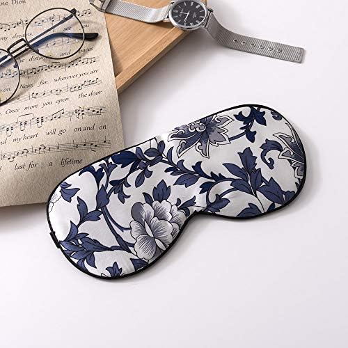 Tim & Tina Silk Sleep Mask for Women Men Comfortable Blindfold Eye Mask with Adjustable Strap for Travel Yoga Nap Shift Work (Blue and White) - Image 4