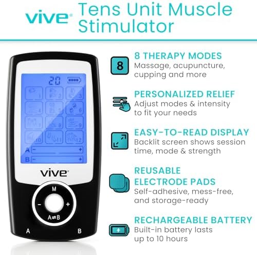 Vive Tens Unit Muscle Stimulator- Stim Machine with Self Sticking - Image 2