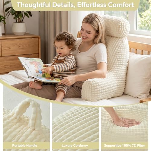 Reading Pillow for Bed with Adjustable Neck Support,XXL White Flannel - Image 4
