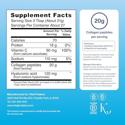 Vital Proteins Collagen Peptides Powder Advanced, Unflavored, 20oz - Image 3