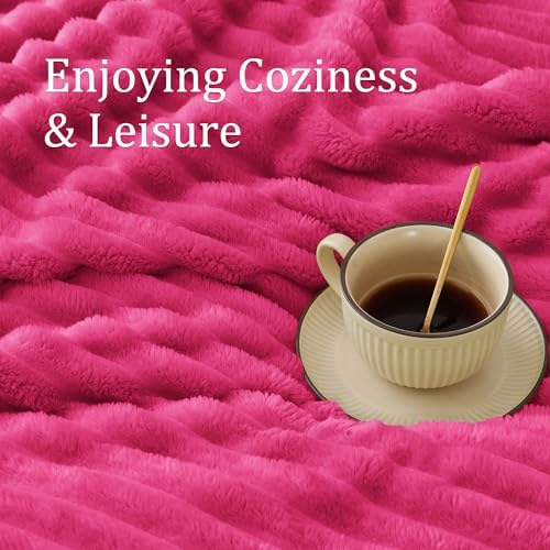 BEDELITE Ribbed Hot Pink Throw Blanket for Couch, 50"x60" - Image 5