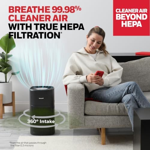 Honeywell Allergen Plus 4-in-1 HEPA Air Purifier for Home, Up to 1718 Ft² Coverage for Large Rooms, Reduces Allergens, Pet Dander, Smoke & Odors, Air Quality Sensor with Auto Mode, Black, HPA4300B - Image 6