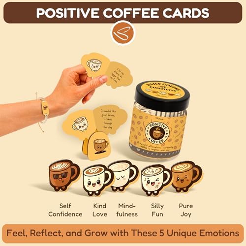 STOFINITY Positive Coffee Jar, 60 Affirmation Cards and Wood Stand - Image 3