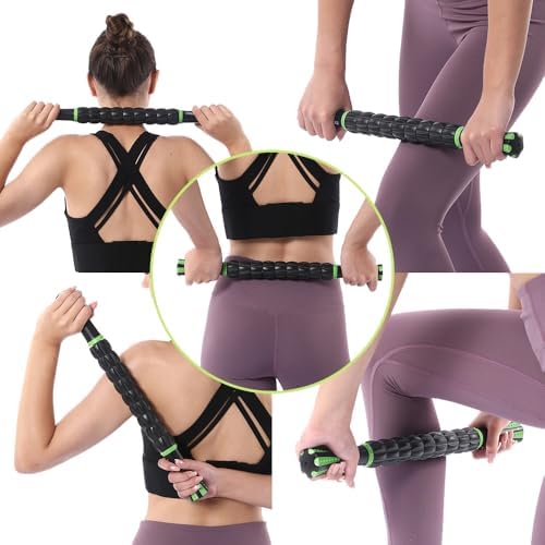 Muscle Roller Massage Roller Stick- Deep Tissue Fascia Blaster for Myofascial Pain Relief, Lymphatic Drainage & Body Sculpting, Handheld Physical Therapy & Recovery Tool (Green Black) - Image 7