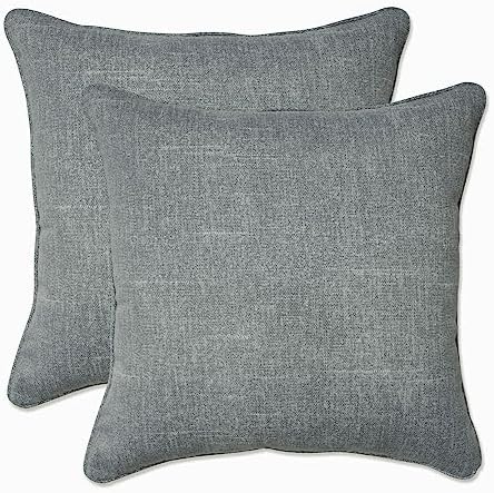 Pillow Perfect Tory Solid Indoor/Outdoor Throw Pillow Plush Fill, Weather and Fade Resistant, Throw - 18.5" x 18.5", Grey, 2 Count by PillowPerfect
