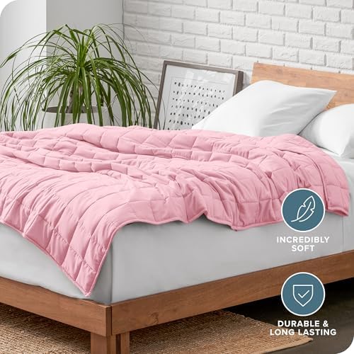 Bare Home Cotton Weighted Blanket (Light Pink, 48"x72" 15lbs) - Image 5