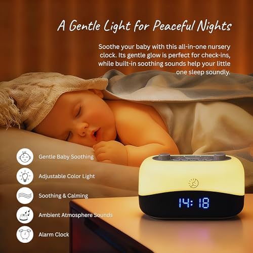 Sleep ZM White Noise Machine with 29 Sounds + 16 Colors Digital Alarm Clock & Amber Night Light for Blue Light Blocking, Gentle Wake Alarm, Sleep Timer & Memory Function for Adults & Kids - Image 5