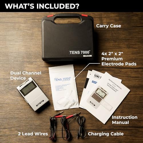 TENS 7000 Rechargeable Tens Unit Muscle Stimulator, Back Pain Relief, 4 Electrodes/Unit Pads, Period Pain Simulator, Muscle Recovery & Growth, Stim Machine, Electrotherapy, TENS Machine - Image 2