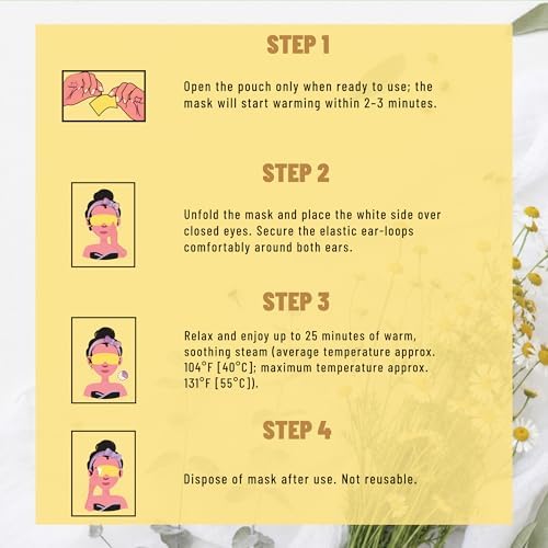 TOLEVITA Steam Eye Mask, 20 Pack Self-Heating Disposable Warm Eye Masks for Relaxation & Comfort (Chamomile) - Image 4