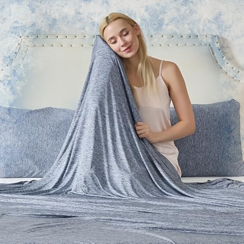 CHOSHOME Cooling Blanket for Hot Sleepers - Summer Blanket Thin Soft Lightweight Breathable Double Side Enhanced Cooling for Hot Flashes, Night Sweats, Bed, Couch (Navy Blue, 50 x 70 inches) by CHOSHOME