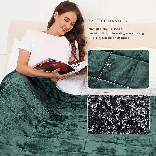 Alomidds Weighted Blanket for Adults, Twin Size 12 lbs Weighted Blankets,Heavy Blanket with Reversible Soft Shiny Fleece and Cozy Warm Sherpa for Couch Bed, 48 x 72 inches,Green - Image 4