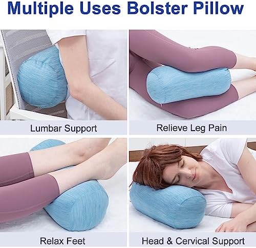 1 MIDDLE ONE Round Cylinder Bolster Pillow with Removable Cooling Cover, Tube Roll Cervical Pillow for Head, Neck, Back and Legs Support, 13"x 6", Grey - Image 4