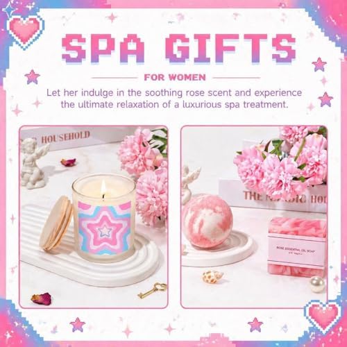 Gift Baskets for Women 9pcs Y2K Star Birthday Gifts for Teen Girls Pixel Gift Box Star Glass Cup Self Care Spa Stuff for Her Sister Friend Mom Perfect for Sweet 16 18th 21st Bday Mothers Day - Image 6
