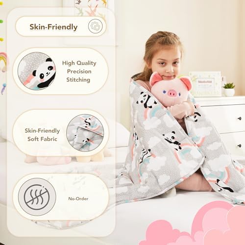 CuteKing Weighted Blanket (7lbs, 40"x 60", HappyPanda) Heavy Blanket for 60-80lbs, Weighted Blanket for Cooling & Heating with Premium Glass Beads, Thick Blanket All-Season - Image 5