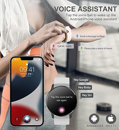Smart Watch for Women Men, Bluetooth Call Fitness Tracker for Android and iOS Phones Waterproof Smartwatch with 1.32" HD Full Touch Screen AI Voice Control Heart Rate Sleep Monitor Pedometer, Black - Image 4