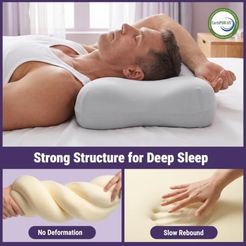 ZZ-WELL Side Sleeper Pillow - Patented Cervical Neck Pillow for Sleeping with Cooling Cover - High Loft Heavy Density Memory Foam Pillows for Side Sleepers & Broad Shoulders Adults (Grey) - Image 3