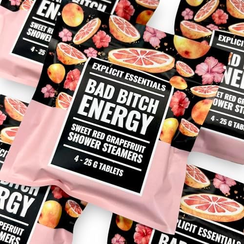 Explicit Essentials Bad B Energy Shower Steamers | Sweet Red Grapefruit Aromatherapy Shower Steamer Tablets (4 Pack) | Energizing Spa Shower Gift for Self-Care, Stress Relief & Confidence Boost - Image 2
