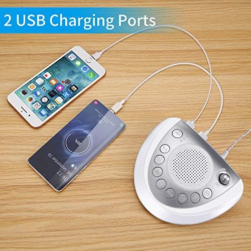 Raynic White Noise Machine, Battery Powered Sound Machine, Portable Sleep Machine with 24 Natural Soothing Sounds, Timer, USB Port, Headphone Jack for Baby, Kids, Adults, Travel, Office, Home (Silver) - Image 4