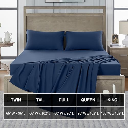 FreshCulture King Flat Sheet - Hotel Quality King Flat Sheet Only - Brushed Microfiber Top Sheet - Ultra Soft & Breathable - Wrinkle-Free - Easy Care - Single Flat Sheet (King, Navy Blue) - Image 5