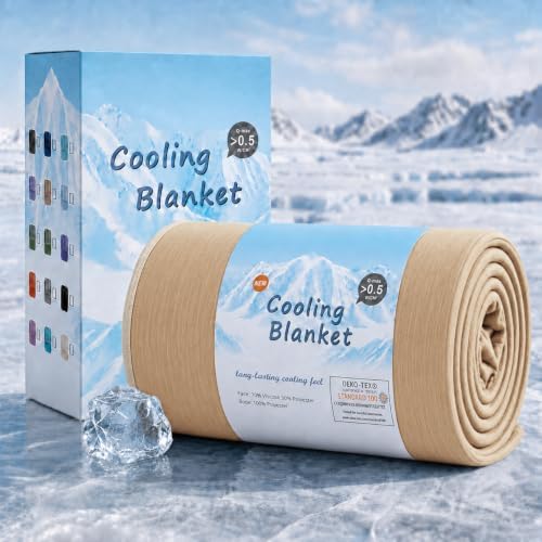 Topcee Cooling Blanket for Night Sweats Absorbs Heat to Keep Adults, Children Cool on Warm Nights, Q-Max 0.5 Cooling Blankets for Hot Sleepers, Ultra-Cool Lightweight Sofa Throw Blanket (50"x70") | Absorbs Heat Cold Summer Blanket for Night Sweats & Me... by Topcee%E2%80%94ForYourGoodSleep
