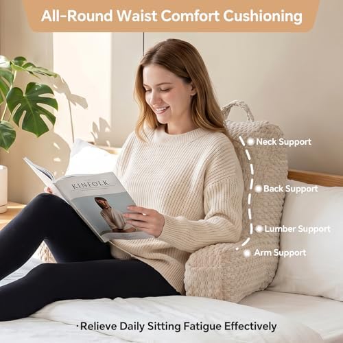 Sit Up Pillow for Reading Nook,Backrest for Teens,White Corduroy,M - Image 2