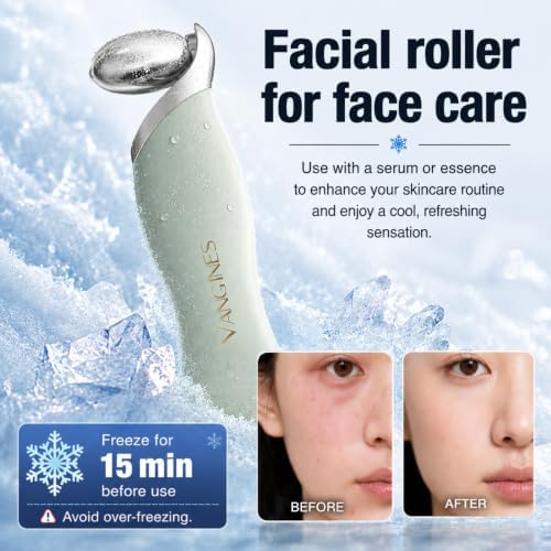 Ice Roller for Face & Eyes, Cooling Facial Roller with Blackhead Remover & 2 Silicone Brushes, Stainless Steel Face Roller for Puffiness, Pores & Deep Cleansing (Green) - Image 3