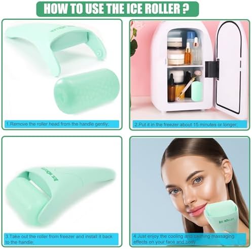 2 Pack Ice Roller for Face and Body Massage, Facial Roller Skin Care Tool for Reduce Wrinkles and Puffiness, Migraine Pain Relief and Skin Tighten, Cold Therapy for Cooling and Calming.(Pink+Green) - Image 6