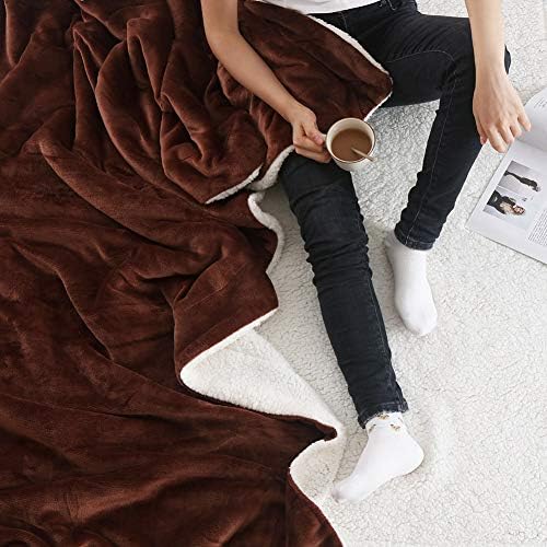 NANPIPER Fleece Throw Blanket Reversible Sherpa Flannel Blanket Super Soft Fuzzy Plush Microfiber (90"x90" Brown) Queen - Image 3