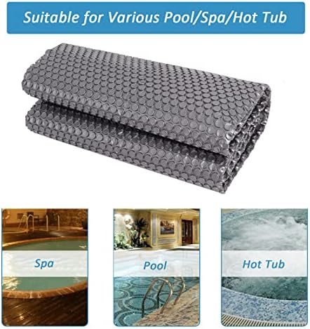 Hot Tub Bubble Blanket - 8 x 8 FT 16-Mil Square Pool Spa Solar Cover | Heavy Duty Floating Heat Retaining Thermal Blanket for Insulating Solar Heating （Gray） - Image 4