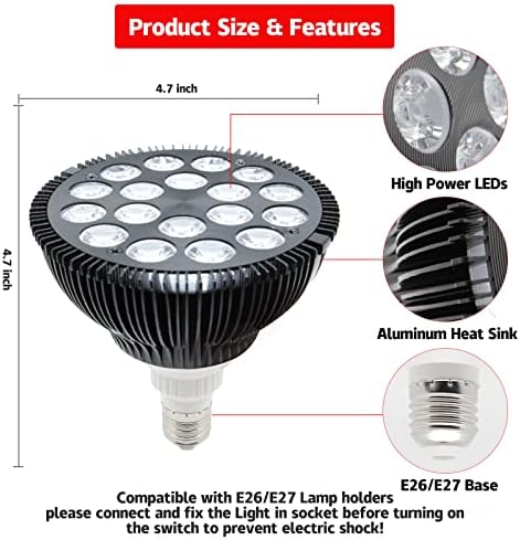 Red Light Therapy Bulb 660nm Red & 850nm Near Infrared, Light Therapy Bulb, E26/27 Base Lamp with Power Cord, Home Wellness & Muscle Recovery, 18 LED, 54W, Combo Device for Face & Skin Health - Image 2